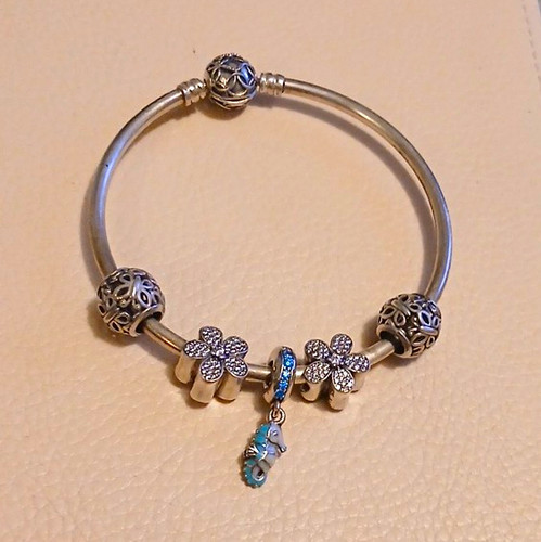 Pandora silver charm bangle - pandora,